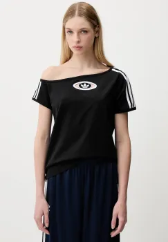 adidas Originals tricou Offshoulder Tee culoarea negru, KC8796 imagine