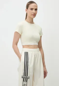 adidas Originals tricou Rib SS Top culoarea bej, JD0040 imagine