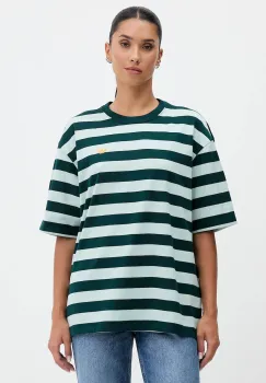 adidas Originals tricou Striped Ss Tee culoarea verde, KF2322 imagine