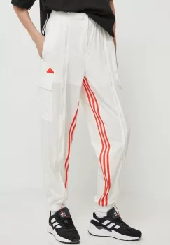 adidas pantaloni de trening culoarea bej, cu imprimeu, IS0904 imagine