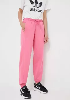 adidas pantaloni de trening culoarea roz, neted imagine
