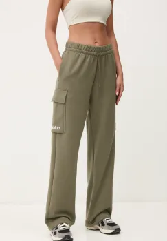 adidas pantaloni de trening Essentials Linear femei, culoarea verde, neted, JE0033 imagine