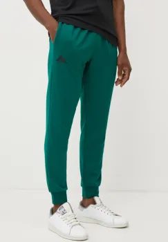adidas pantaloni de trening Feelcozy barbati, culoarea verde, cu imprimeu, IN6072 imagine