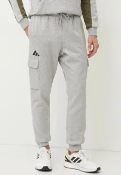 adidas pantaloni de trening Feelcozy culoarea gri, melanj, JE3823 imagine
