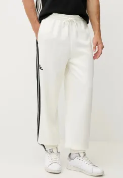 adidas pantaloni de trening Stadium culoarea bej, cu imprimeu, JX5619 imagine