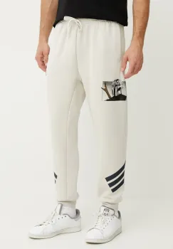 adidas pantaloni de trening x Mandalorian barbati, culoarea bej, cu imprimeu, JI5723 imagine
