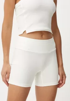 adidas pantaloni scurti All SZN femei, culoarea bej, neted, high waist, IY6740 imagine