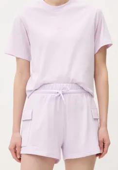 adidas pantaloni scurti copii Essentials femei, culoarea violet, uni, high waist, JC5701 imagine