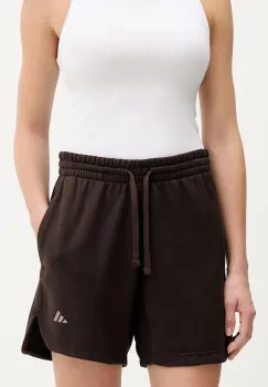 adidas pantaloni scurti culoarea maro, uni, high waist, KT0886 imagine