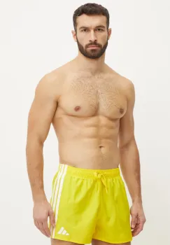 adidas pantaloni scurti de baie 3S BLD SH 3IN culoarea galben, JD4235 imagine