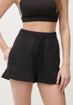 adidas pantaloni scurti din bumbac ALL SZN femei, culoarea negru, neted, high waist, JJ4920 imagine