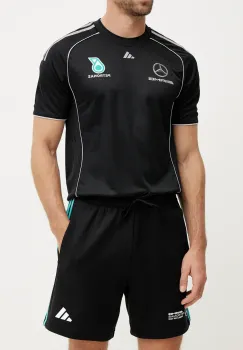 adidas pantaloni scurti din bumbac x Mercedes barbati, culoarea negru, JV5429 imagine