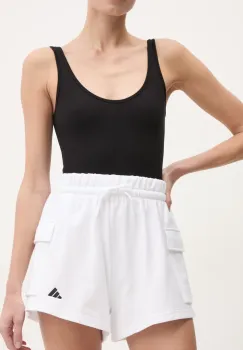 adidas pantaloni scurti Essentials femei, culoarea alb, uni, high waist, JD9945 imagine