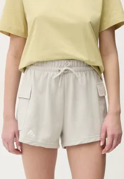 adidas pantaloni scurti Essentials femei, culoarea bej, neted, high waist, JC5699 imagine