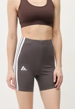 adidas pantaloni scurti Essentials femei, culoarea gri, cu imprimeu, high waist, JD0915 imagine
