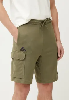 adidas pantaloni scurti Feelcozy barbati, culoarea verde, JE6292 imagine