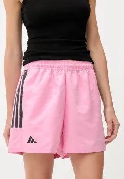 adidas pantaloni scurti House of Tiro culoarea roz, cu imprimeu, high waist, JL9207 imagine