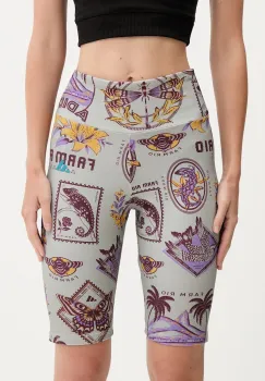 adidas pantaloni scurti x Farm Rio culoarea gri, cu imprimeu, high waist, JM8345 imagine