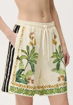 adidas pantaloni scurti x Farm Rio femei, culoarea bej, modelator, high waist, JD6288 imagine