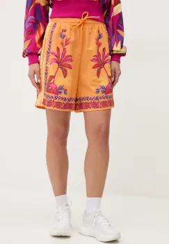adidas pantaloni scurti x Farm Rio femei, culoarea portocaliu, modelator, high waist, JD6289 imagine