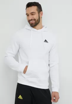 adidas Performance bluza barbati, culoarea alb, cu gluga, neted imagine