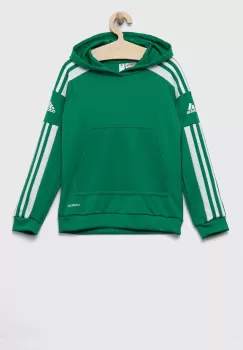 adidas Performance bluza copii culoarea verde, cu gluga, modelator imagine