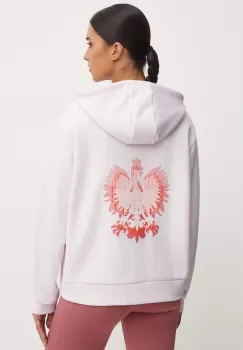 adidas Performance bluza trening Olympic culoarea roz, cu gluga, cu imprimeu, JF6705 imagine