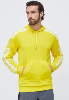 adidas Performance bluza trening Squadra 21 culoarea galben, cu gluga, cu imprimeu imagine
