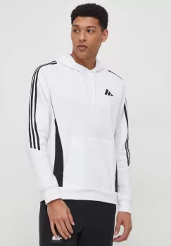 adidas Performance bluza trening Tiro 24 culoarea alb, cu gluga, cu imprimeu imagine