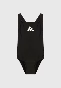 adidas Performance costum de baie dintr-o bucata pentru copii 3 BARS SOL ST culoarea negru imagine
