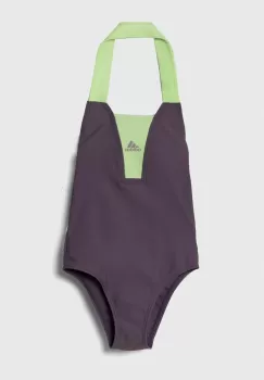 adidas Performance costum de baie dintr-o bucata pentru copii culoarea violet imagine