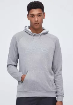 adidas Performance hanorac de antrenament culoarea gri, cu gluga, cu imprimeu imagine