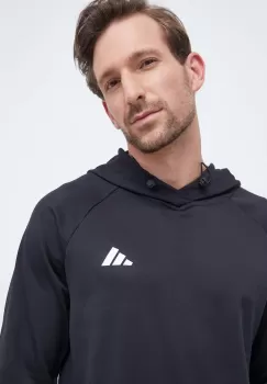adidas Performance hanorac de antrenament culoarea negru, cu gluga, neted imagine
