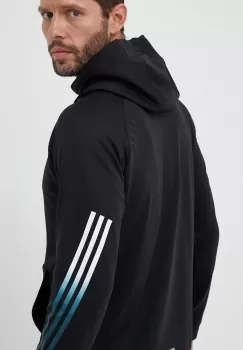 adidas Performance hanorac de antrenament Train Icons culoarea negru, cu gluga, cu imprimeu imagine