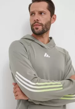 adidas Performance hanorac de antrenament Train Icons culoarea verde, cu gluga, cu imprimeu imagine