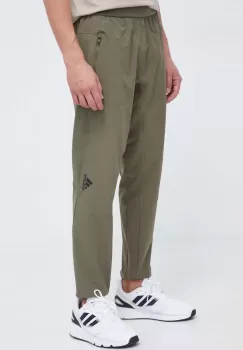 adidas Performance pantaloni de antrenament Designed for Training culoarea verde, neted imagine