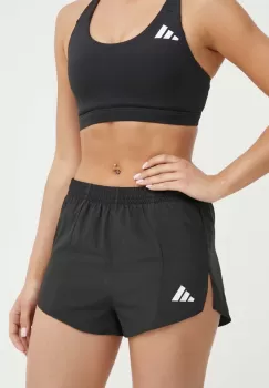 adidas Performance pantaloni scurti de alergare Adizero Essentials culoarea negru, neted, high waist, IN8707 imagine