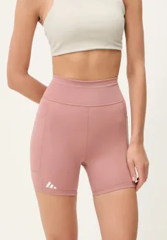 adidas Performance pantaloni scurti de alergare Own The Run culoarea portocaliu, uni, medium waist, JI5666 imagine
