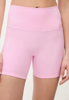 adidas Performance pantaloni scurti de antrenament culoarea roz, uni, high waist, KT3302 imagine