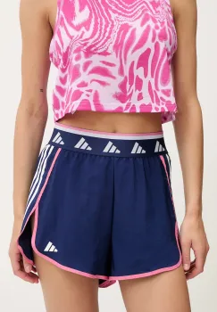 adidas Performance pantaloni scurti de antrenament Hyperglam culoarea bleumarin, cu imprimeu, high waist, JM0608 imagine