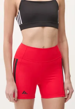 adidas Performance pantaloni scurti de antrenament Optime culoarea rosu, cu imprimeu, high waist, JN4583 imagine