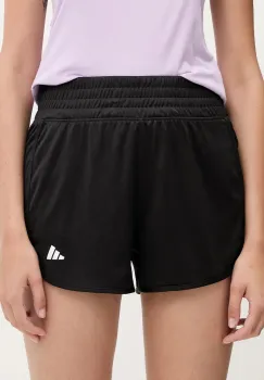 adidas Performance pantaloni scurti de antrenament Pacer culoarea negru, uni, high waist imagine
