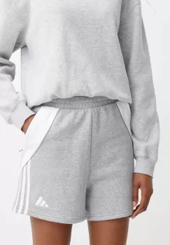 adidas Performance pantaloni scurti Tiro 24 femei, culoarea gri, cu imprimeu, high waist, IR9327 imagine