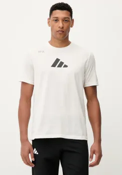 adidas Performance tricou de antrenament Category Training Graphic culoarea bej, cu imprimeu, JM8976 imagine