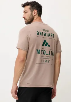 adidas Performance tricou de antrenament Category Training Graphic culoarea maro, cu imprimeu, JM8977 imagine