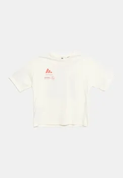 adidas Performance tricou de bumbac pentru copii MERCEDES culoarea bej, cu imprimeu, JX6280 imagine
