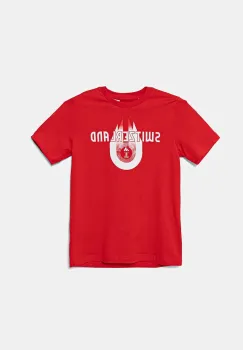 adidas Performance tricou de bumbac pentru copii SWITZERLAND culoarea rosu, cu imprimeu, JZ9002 imagine