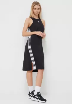adidas rochie culoarea negru, midi, drept imagine