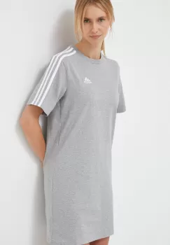 adidas rochie din bumbac culoarea gri, mini, oversize imagine
