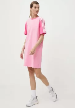 adidas rochie din bumbac culoarea roz, mini, oversize, IR6055 imagine